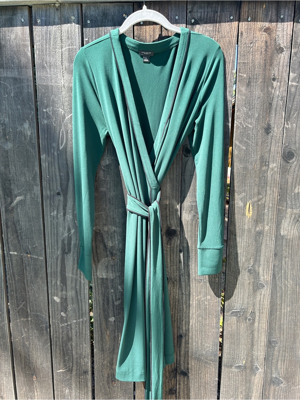 Ann Taylor Factory Emerald Green Long-sleeve Wrap Dress